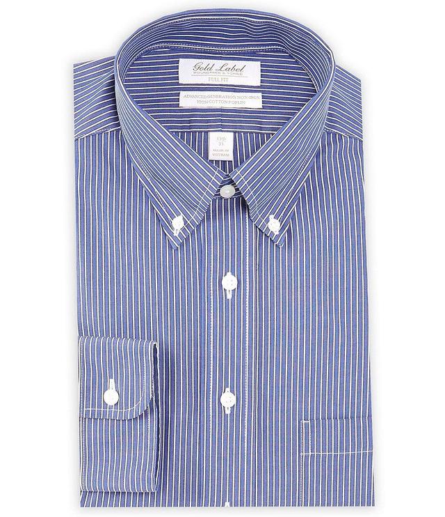 Gold Label Roundtree & Yorke Full Fit Non-Iron Button-Down Collar Striped Dress Shirt Product Image