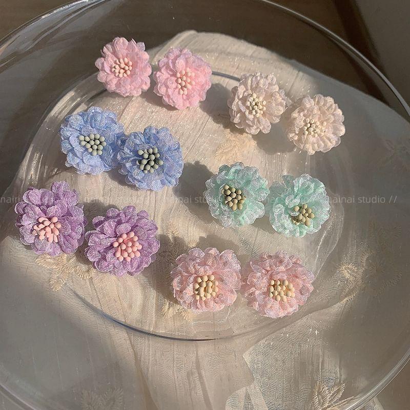 Flower Mesh Stud Earrings Product Image