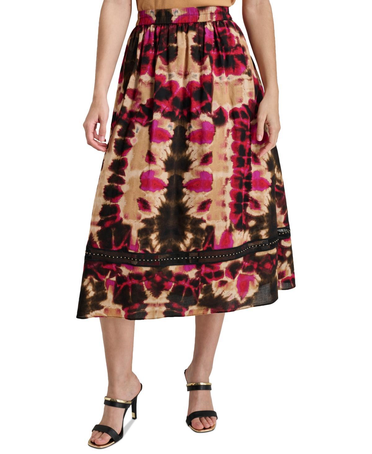 Dkny Womens Printed Studded Cotton A-Line Skirt product image