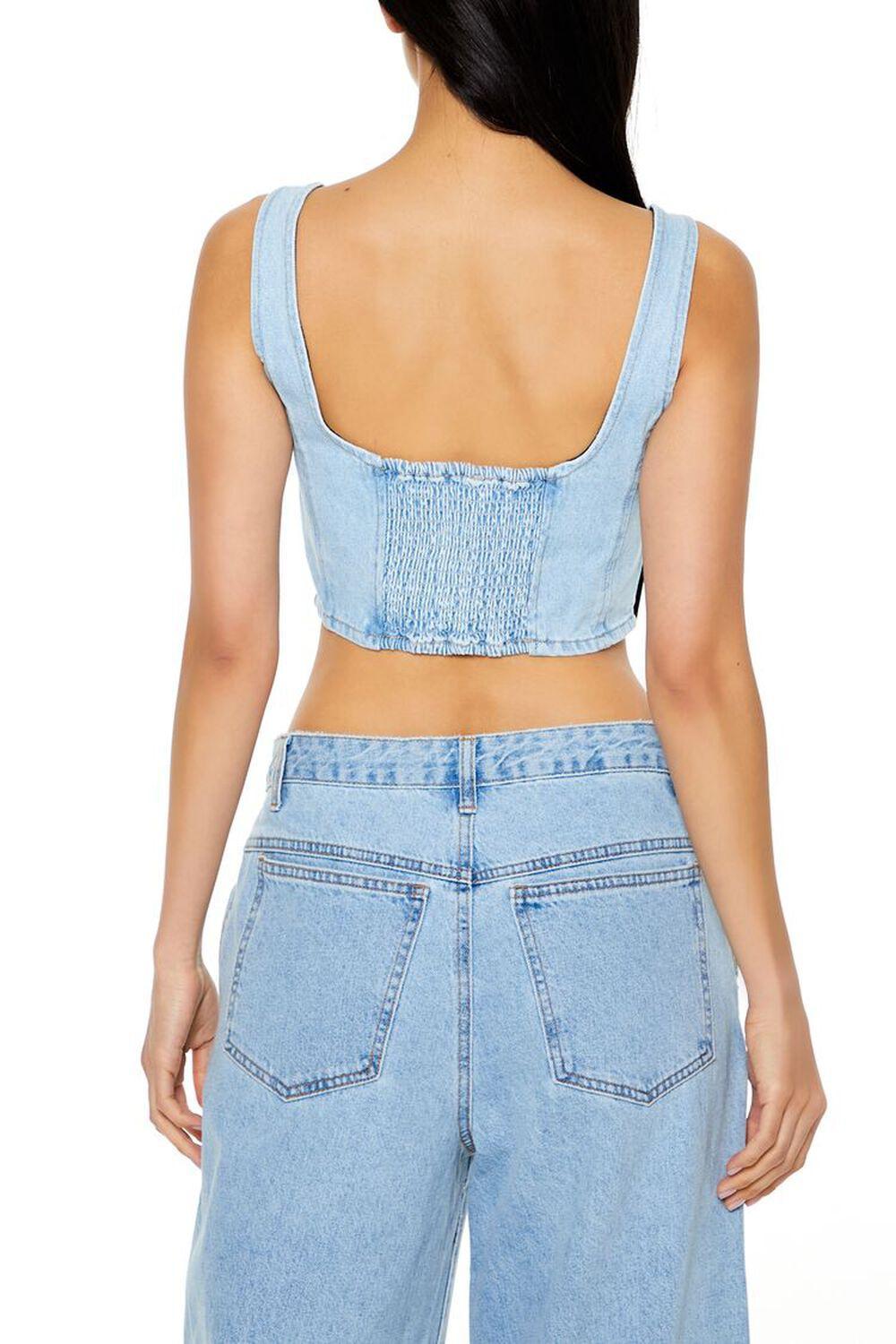 Denim Bustier Bow Crop Top | Forever 21 Product Image