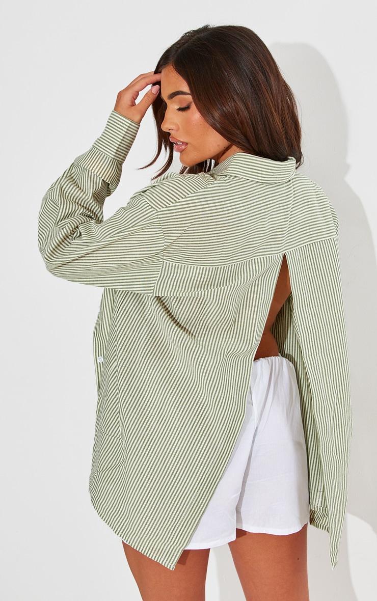 Green Striped Oversized Shirt Product Image