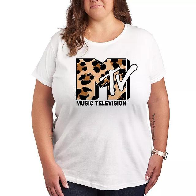 Plus MTV Leopard Art Graphic Tee, Womens Product Image