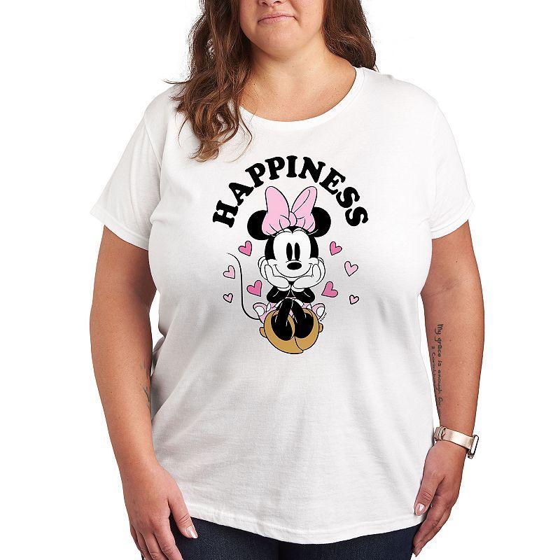 Disneys Minnie Mouse Plus Size Happiness Hearts Graphic Tee, Womens Product Image