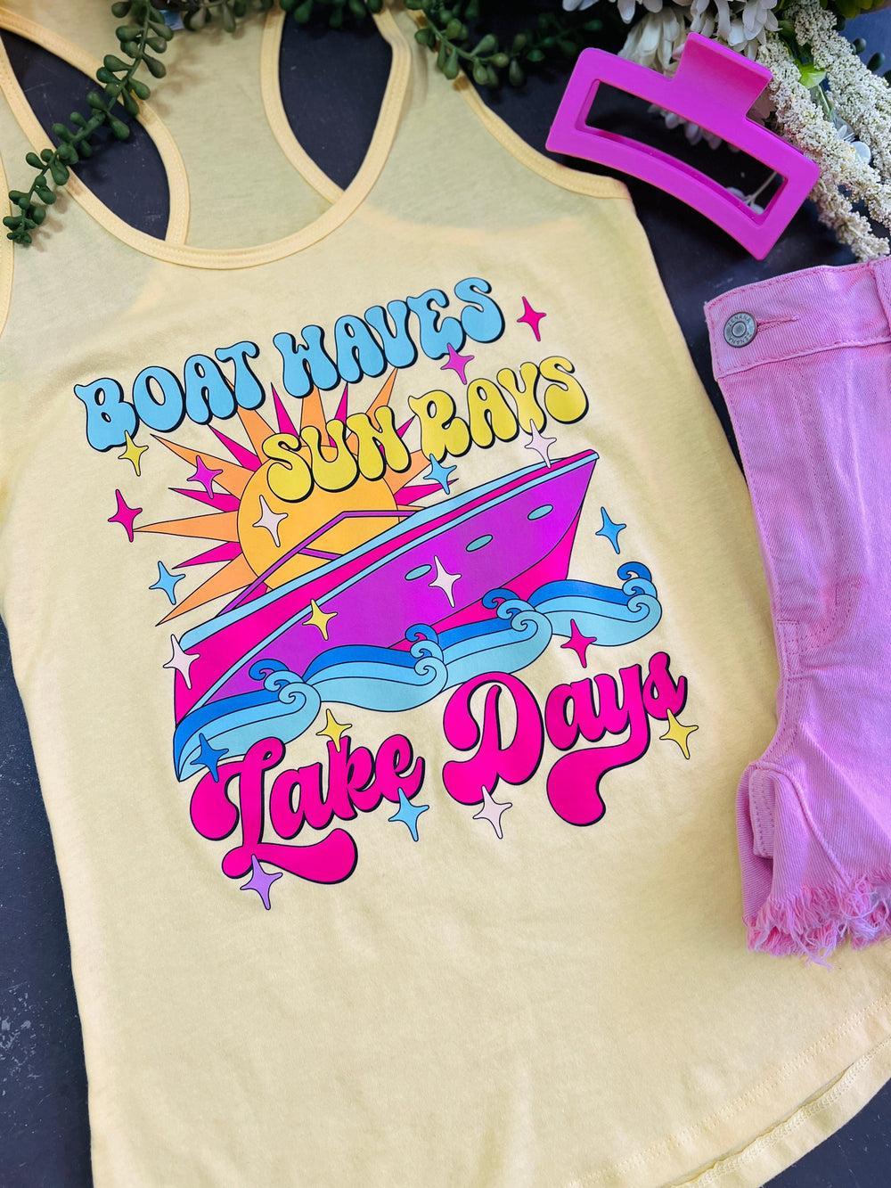 Boat Waves Lake Days Yellow Racer Back Tank* Product Image