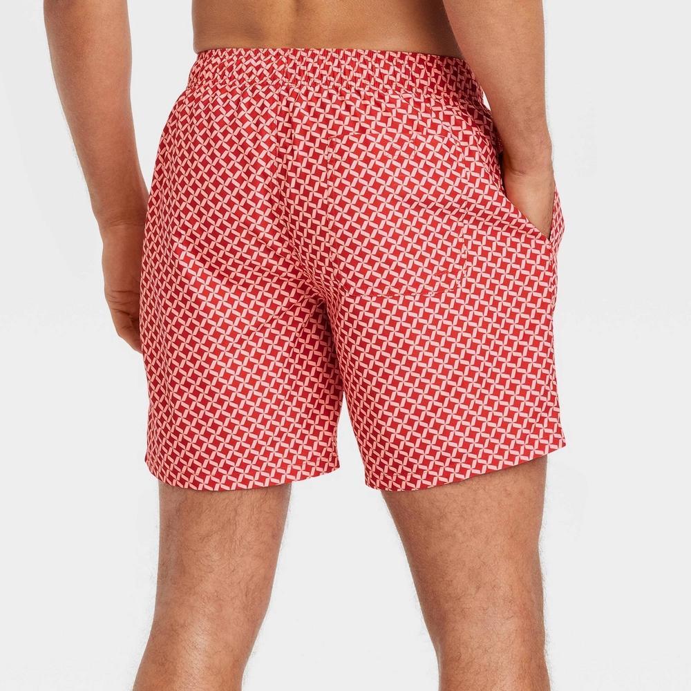 Mens 7 Geometric Print Swim Shorts - Goodfellow & Co Orange S Product Image