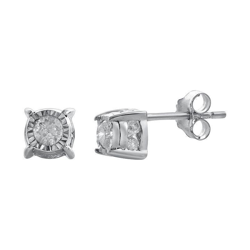 Yours and Mined 10k White Gold 1/2 Carat T.W. Diamond Miracle Plate Stud Earrings, Womens, 10k Gold Product Image