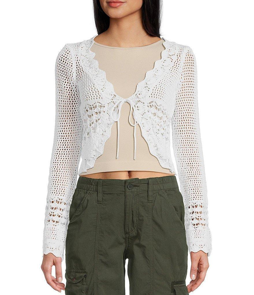 BDG Urban Outfitters Crochet Tie Front Cropped Cardigan product image