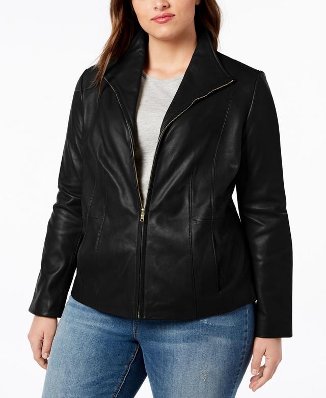 Cole Haan Womens Plus Size Leather Jacket Product Image