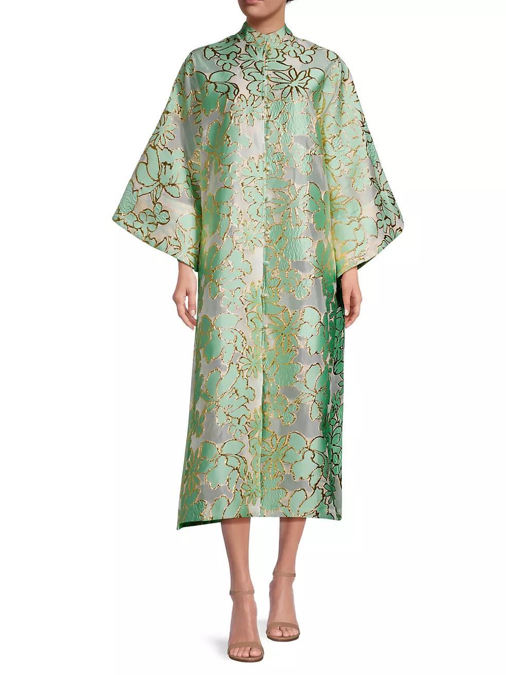 Floral Brocade Maxi Caftan Dress Product Image