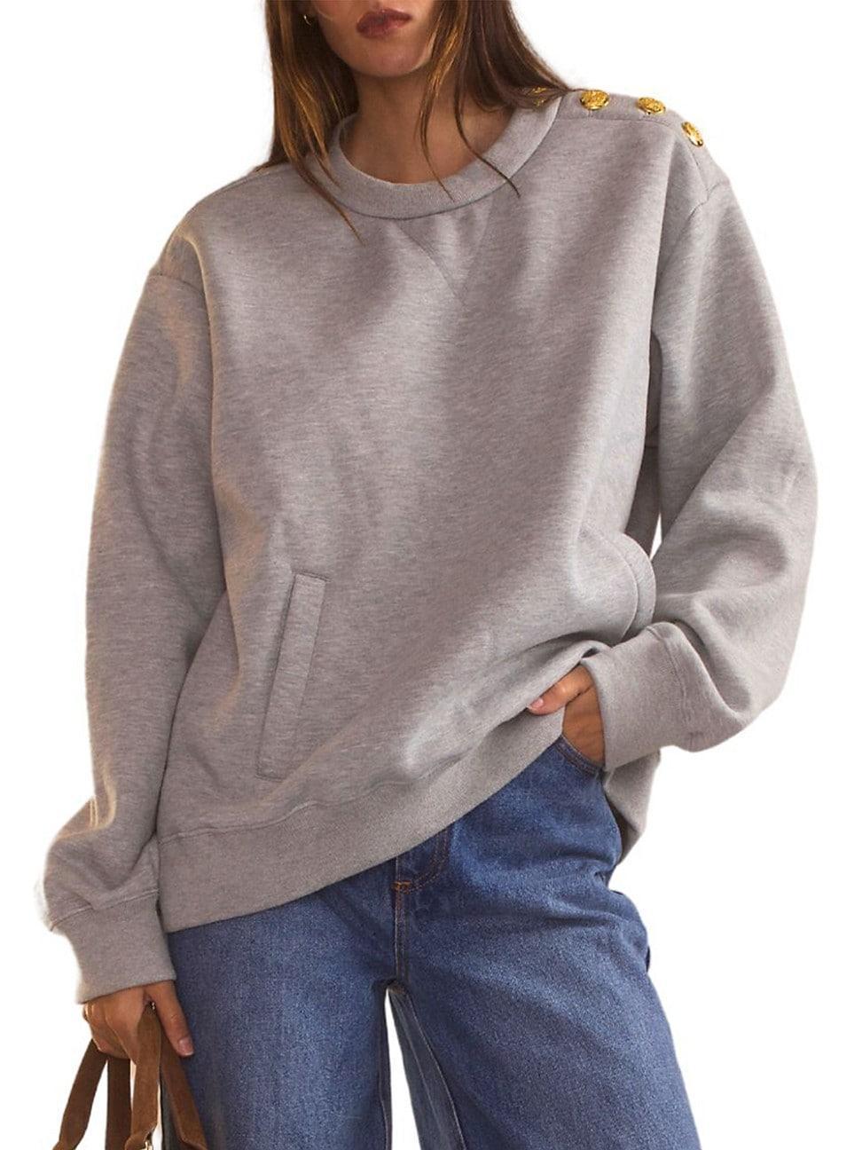 Womens Cotton-Blend Button-Shoulder Sweatshirt Product Image