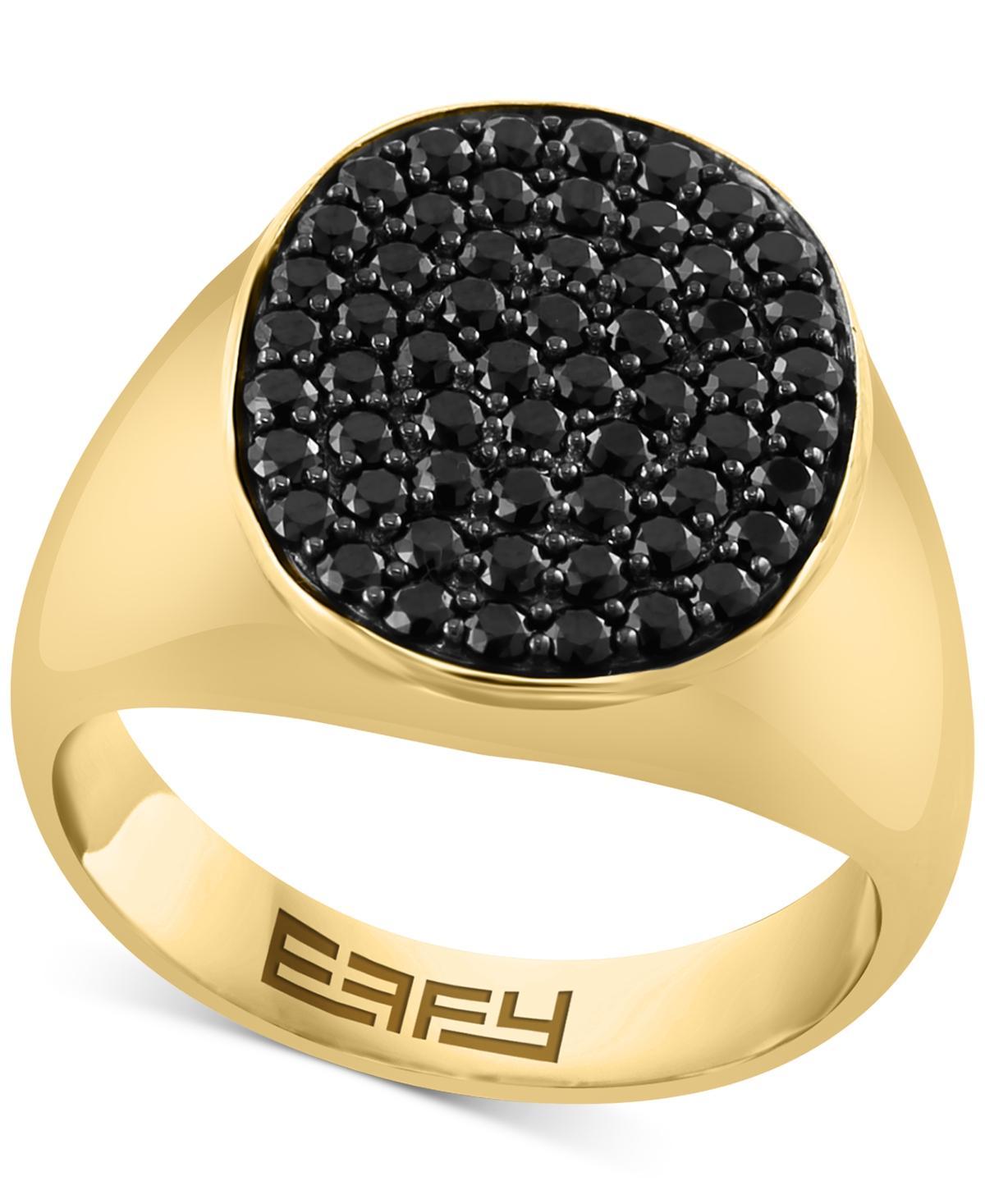 Effy Mens Black Spinel Oval Cluster Ring (1-5/8 ct. t.w.) in Gold-Plated Sterling Silver Product Image