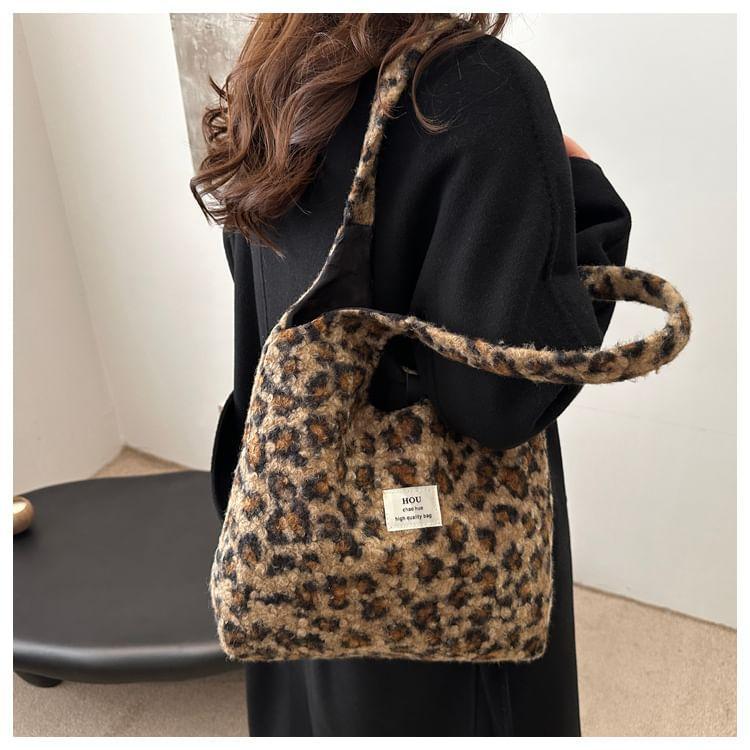 Leopard Print Applique Tote Bag Product Image