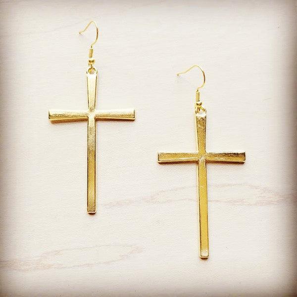 Gold Cross Earrings Product Image