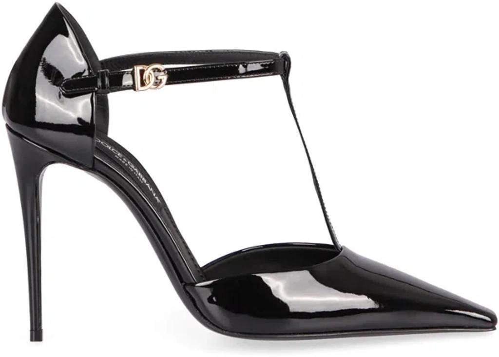 DOLCE & GABBANA T-bar Patent Leather Pumps In Black Product Image