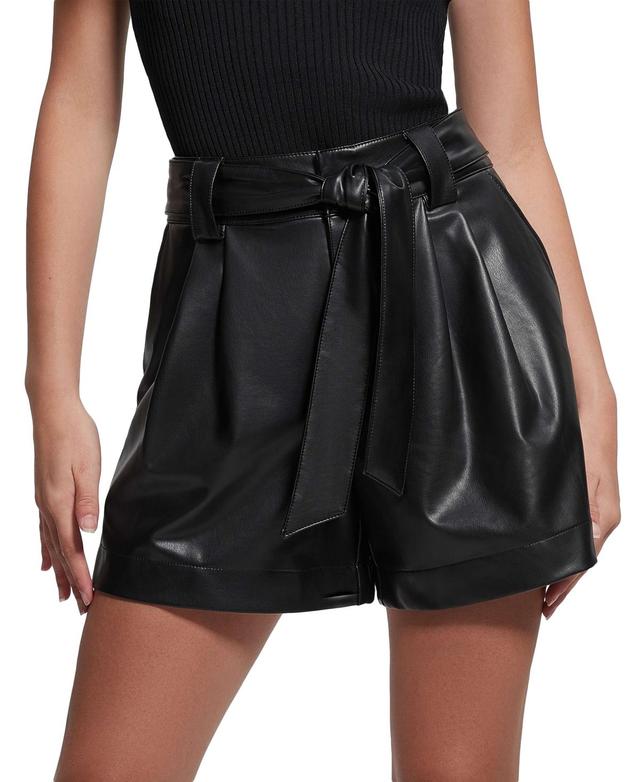 Guess Womens Mariah Tied Faux-Leather Shorts Product Image