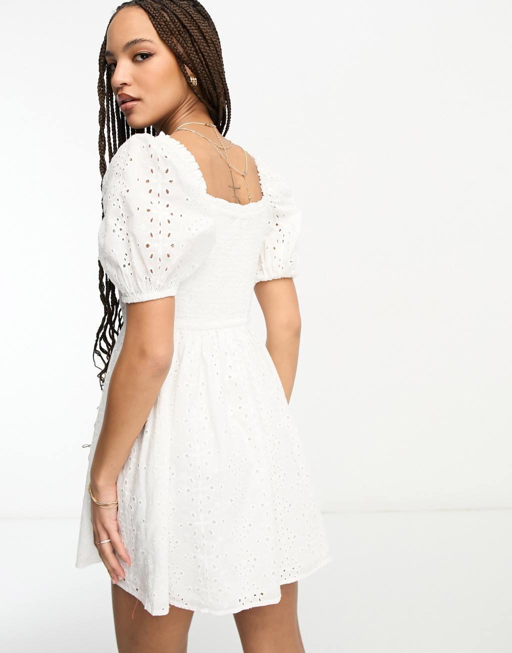 Miss Selfridge festival eyelet corset mini tea dress Product Image