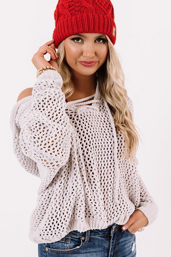 LA Influencer Knit Hoodie in Grey Product Image