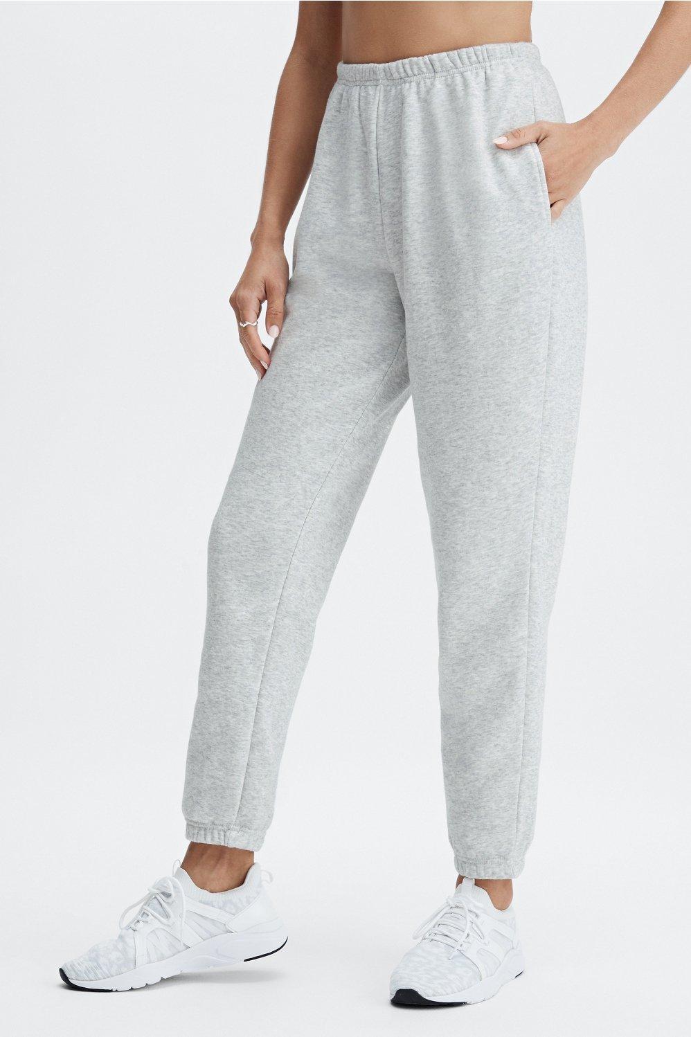 Fabletics Go-To High-Waisted Slim Sweatpant Womens Light Grey Heather Size S Product Image