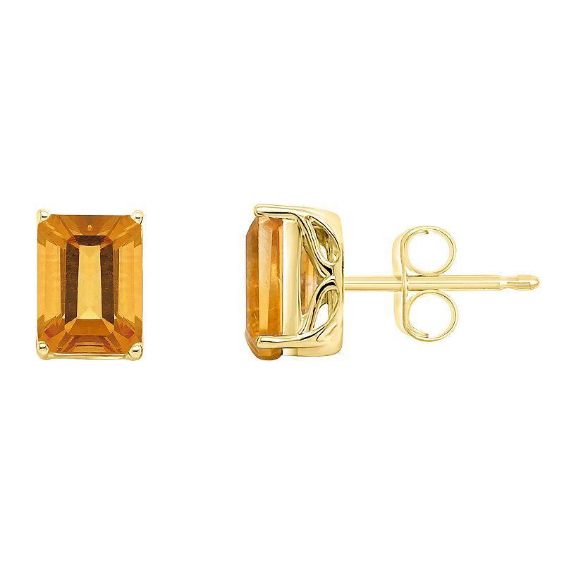 Alyson Layne 14k Gold Emerald Cut Amethyst Stud Earrings, Womens Product Image