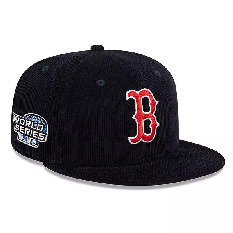 Mens New Era Boston Red Sox Throwback Corduroy 59FIFTY Fitted Hat Blue Product Image