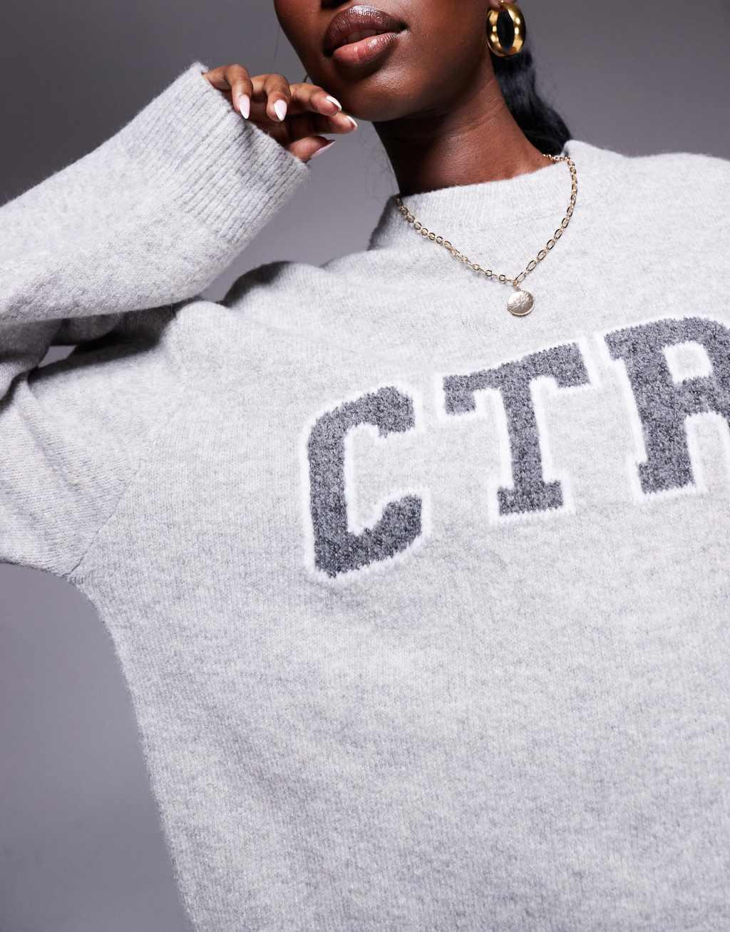 The Couture Club CTRE knit sweater in gray heather  Product Image