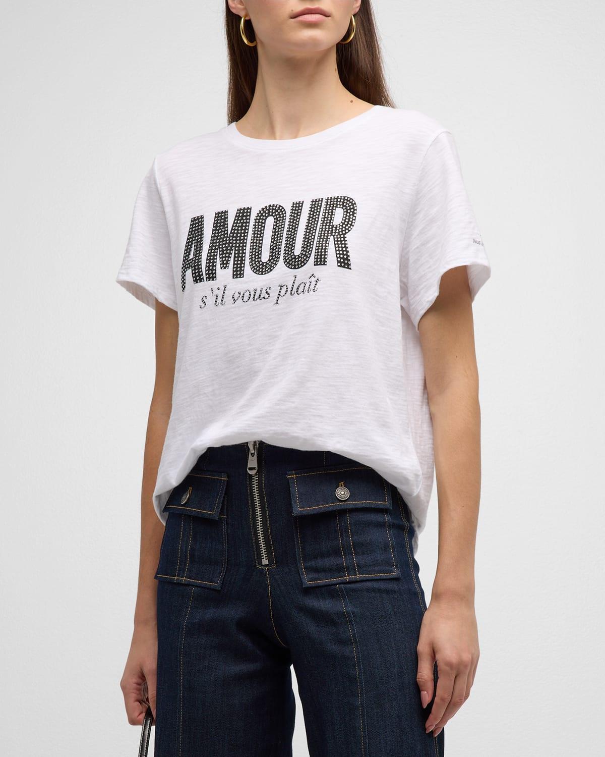 Womens Amour Rhinestone Cotton T-Shirt Product Image