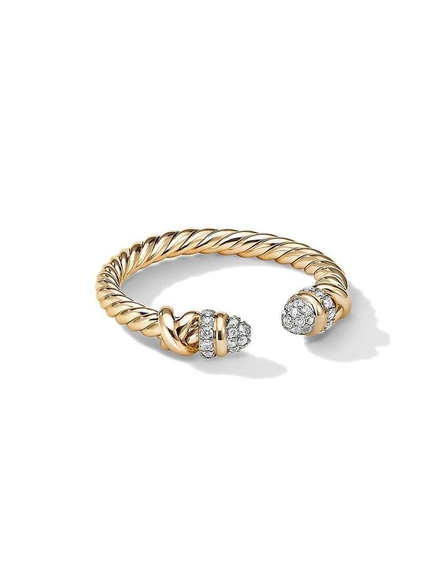 Womens Petite Helena Open Ring in 18K Yellow Gold with Pav Diamonds Product Image