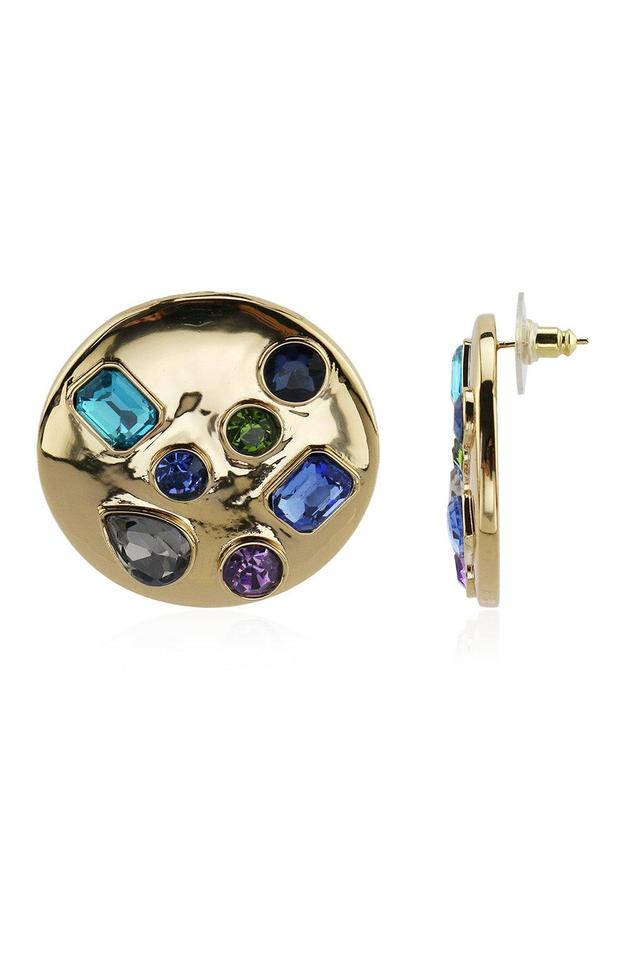 Evie Multicolored Gold Circle Earrings Product Image