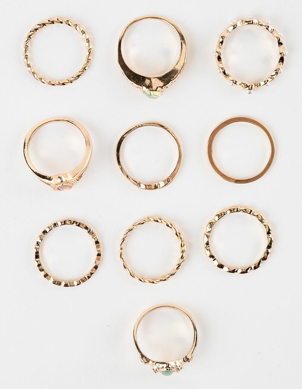 FULL TILT 10 Pack Dainty Stone Ring Set Product Image