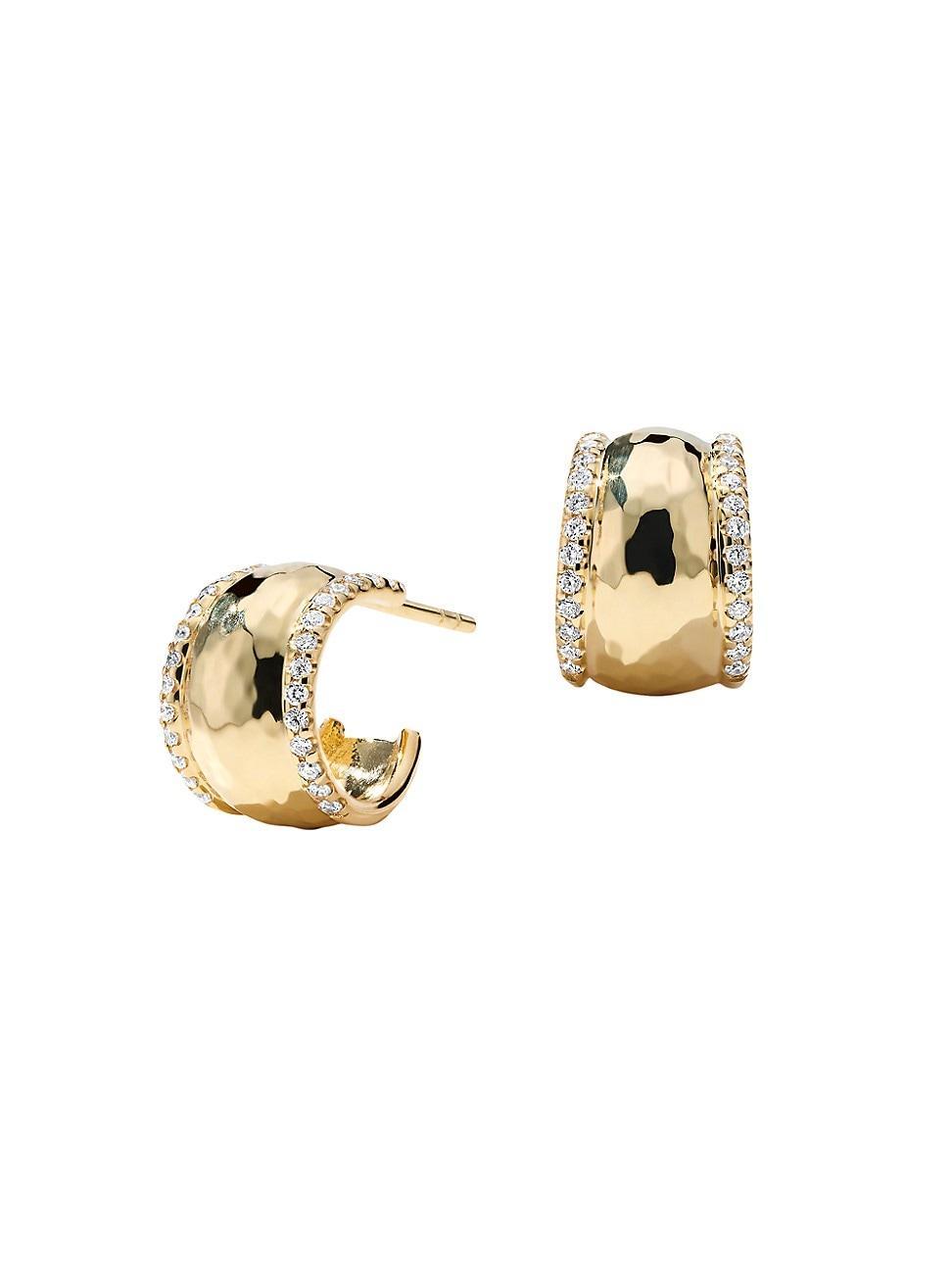 Womens Stardust Goddess 18K Yellow Gold & 0.23 TCW Diamond Huggie Hoop Earrings Product Image