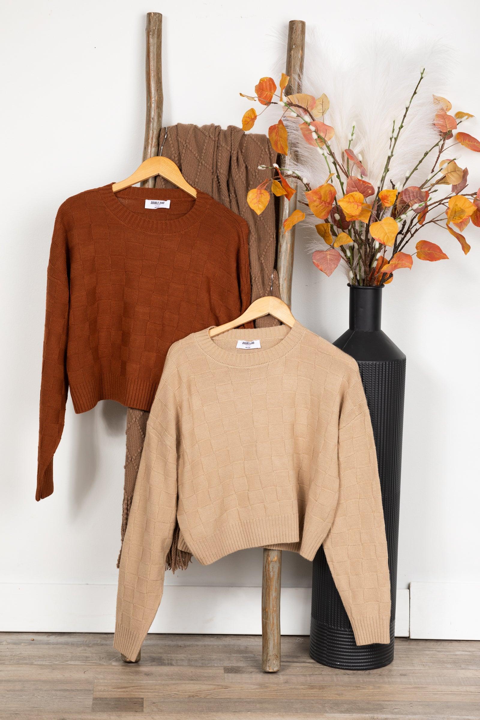 Long Sleeve Square Texture Sweater Product Image