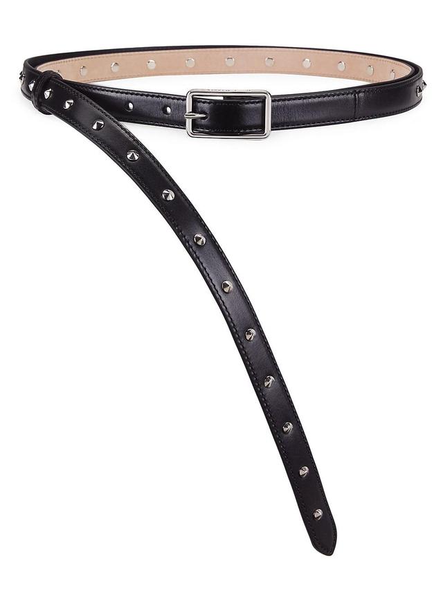 Womens Long Studded Leather Buckle Belt Product Image