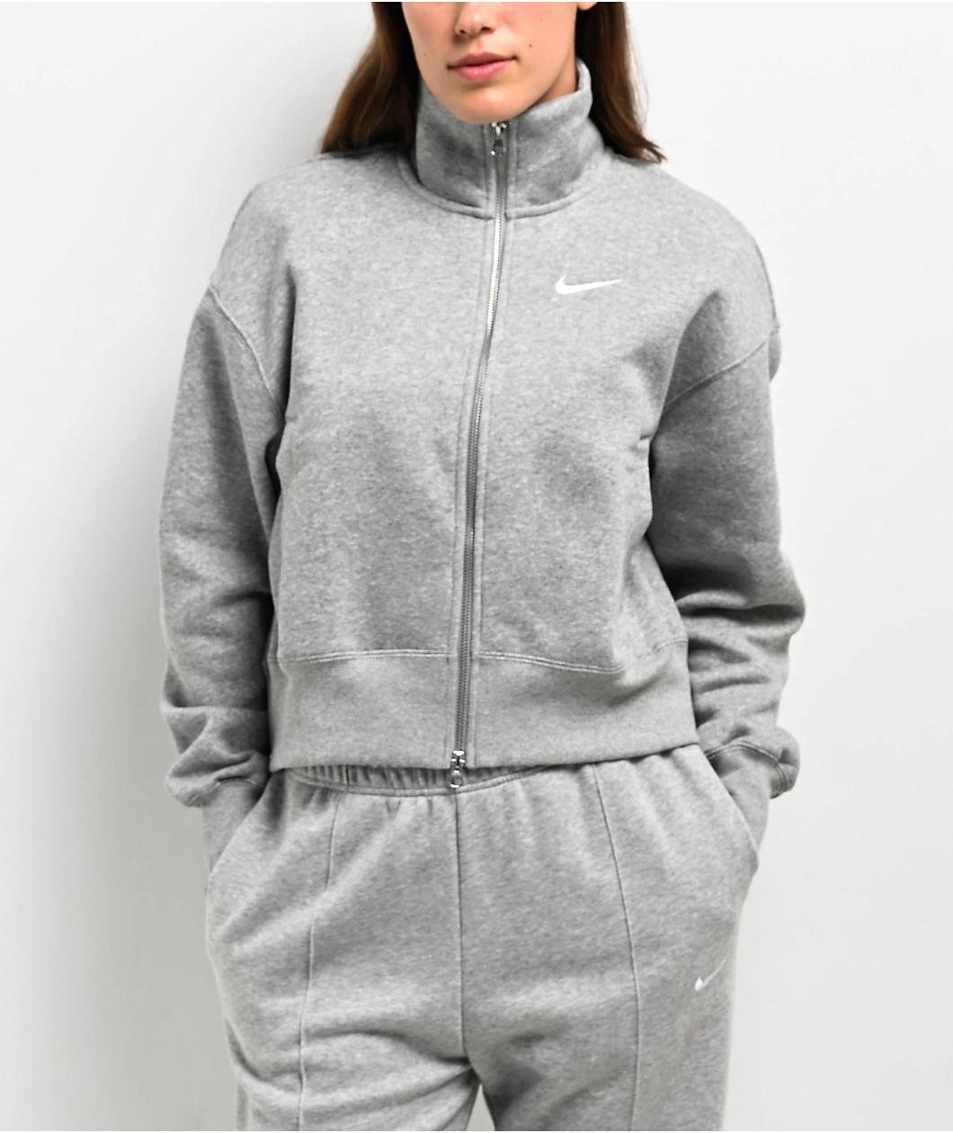 Nike Sportswear Phoenix Fleece Heather Grey Oversized Zip Track Jacket Product Image