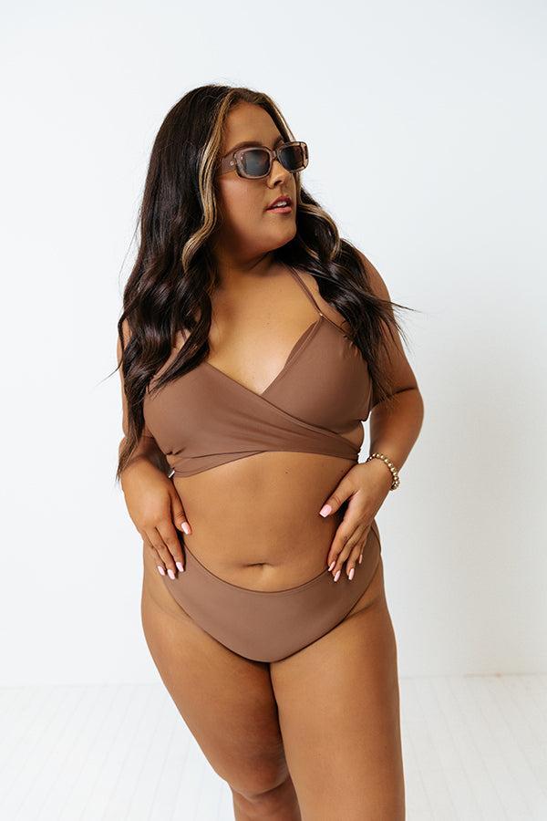 Sandy Seaside High Waist Bikini Bottom in Chocolate Curves Product Image