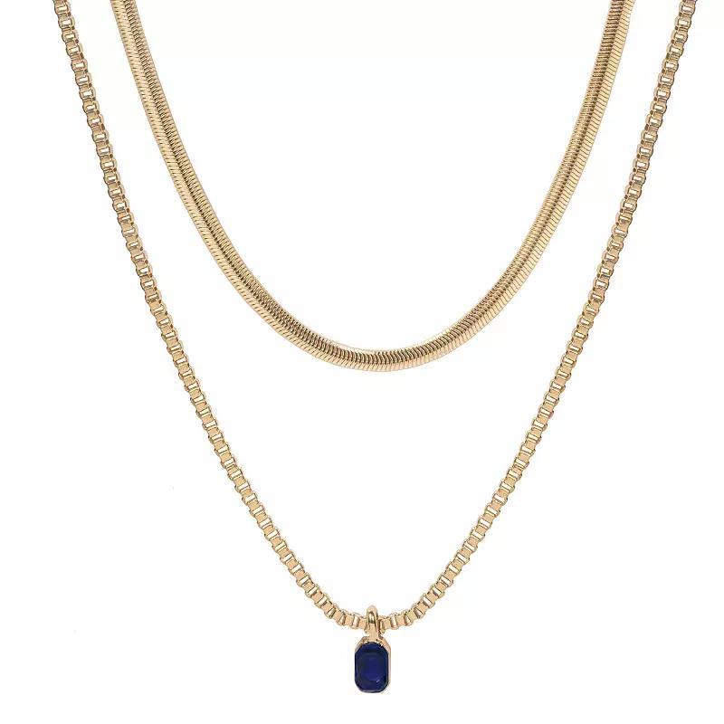 Emberly Gold Tone Double Strand Necklace, Womens, Blue Product Image