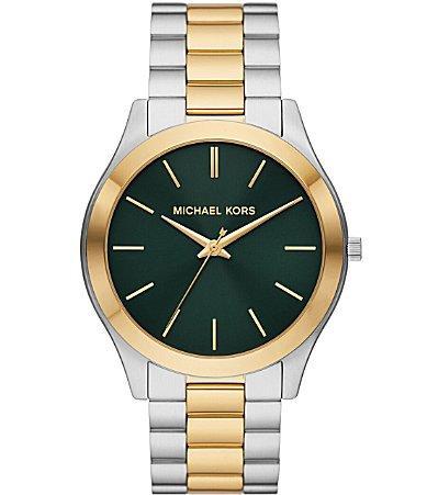 Michael Kors Mens Slim Runway Three-Hand Two Tone Stainless Steel Bracelet Watch Product Image