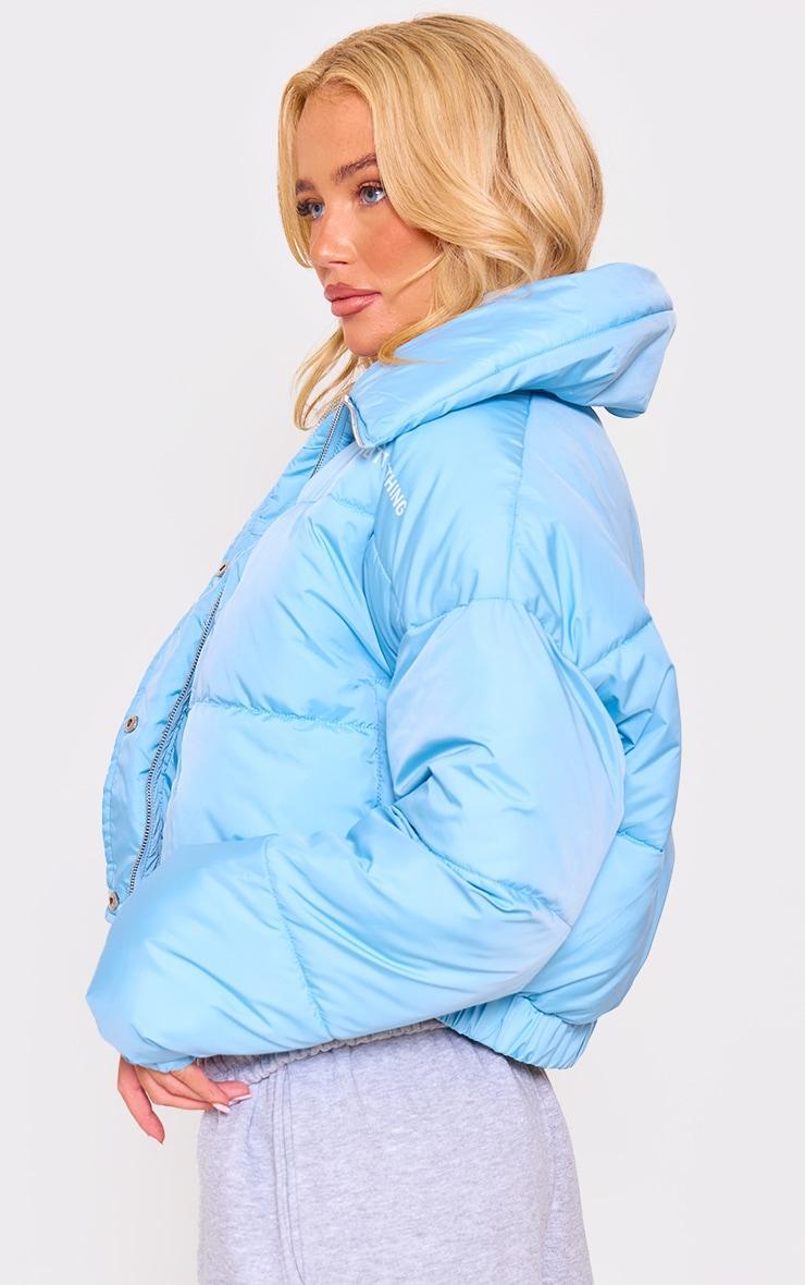 Blue Bow Detail Cropped Puffer Jacket Product Image