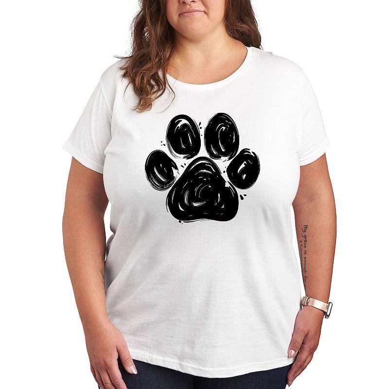 Plus Brushstroke Paw Print Graphic Tee, Womens Product Image