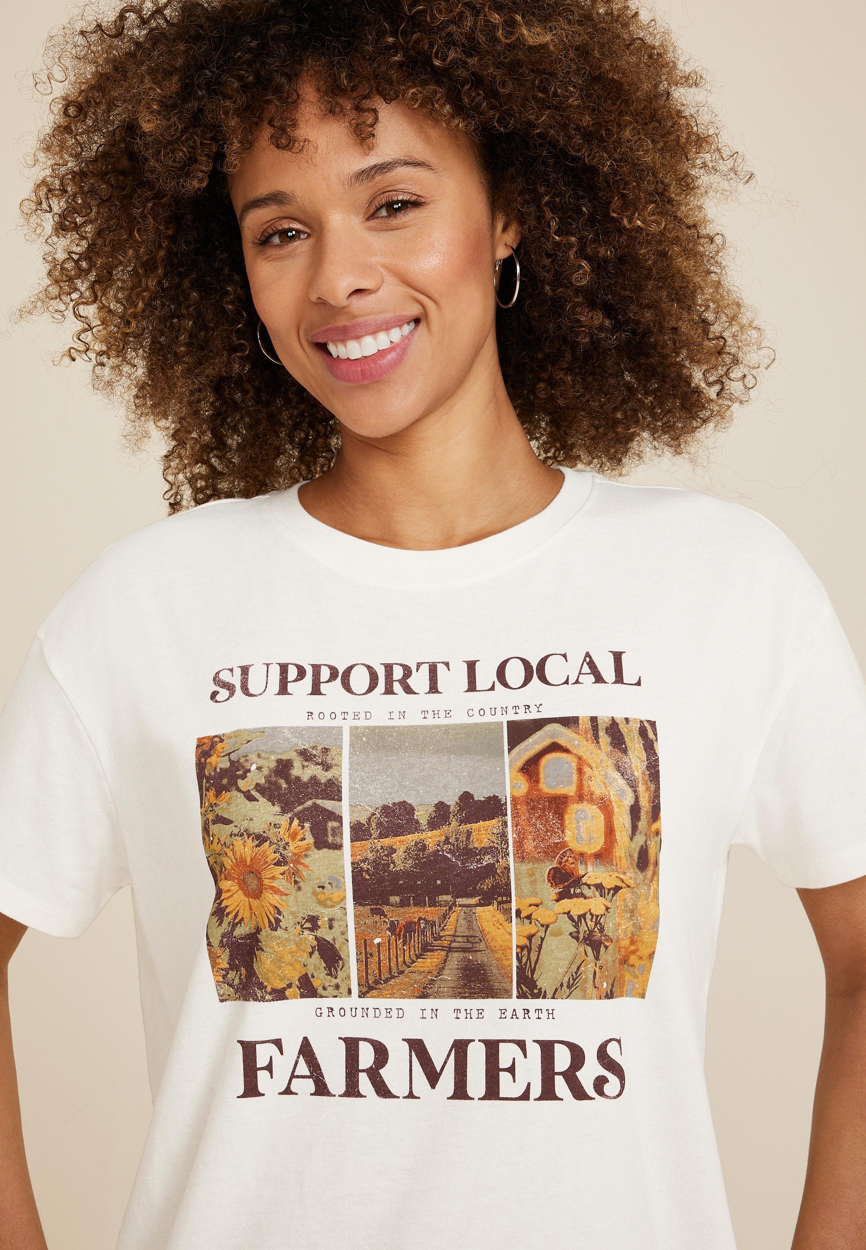 Maurices Womens X Large Size Local Farmers Oversized Fit Graphic Tee White Product Image