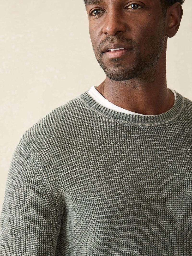 Sunwashed Crewneck Sweater - Mountain Olive Product Image