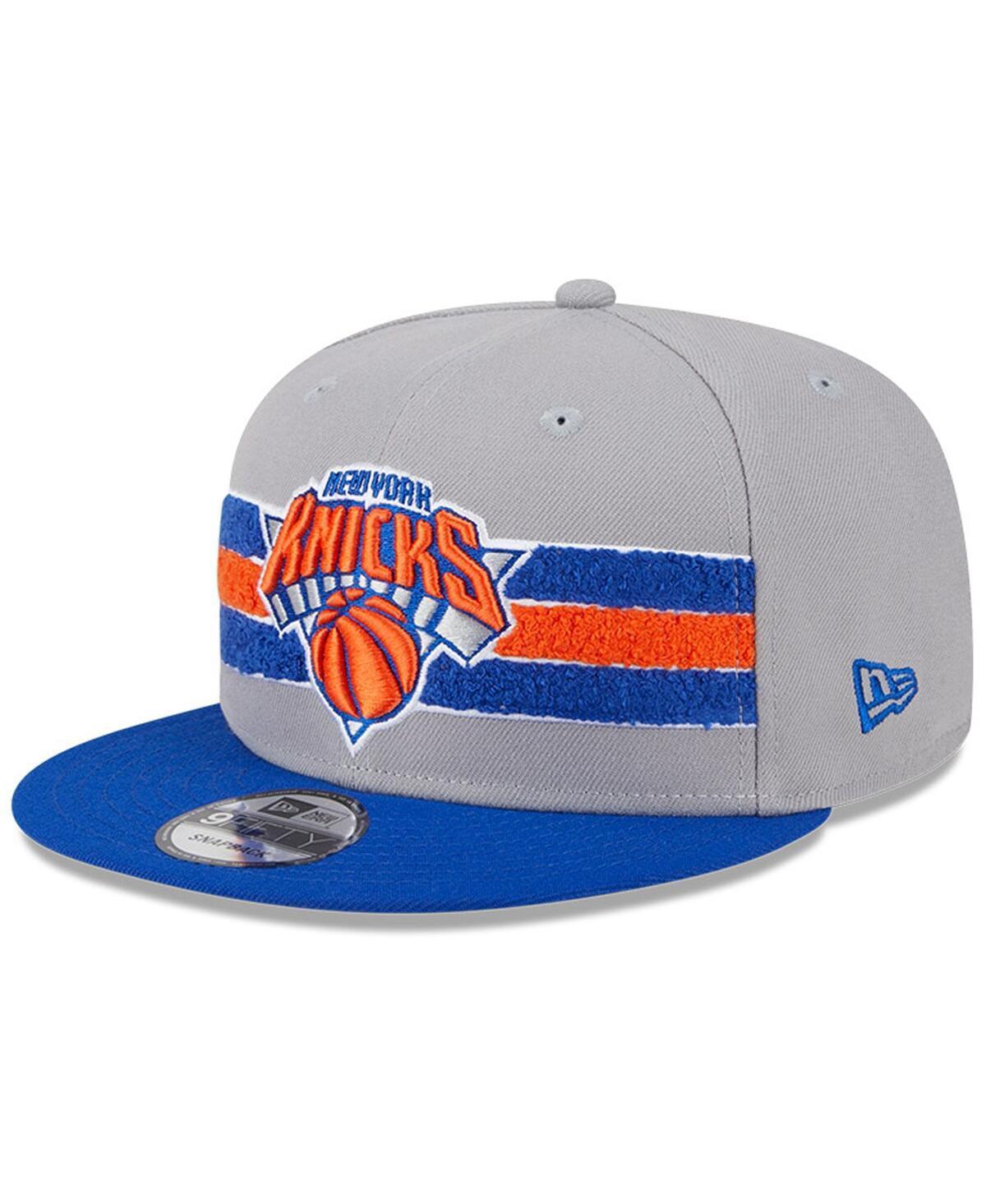 Mens New Era Gray New York Knicks Chenille Band 9FIFTY Snapback Hat Product Image