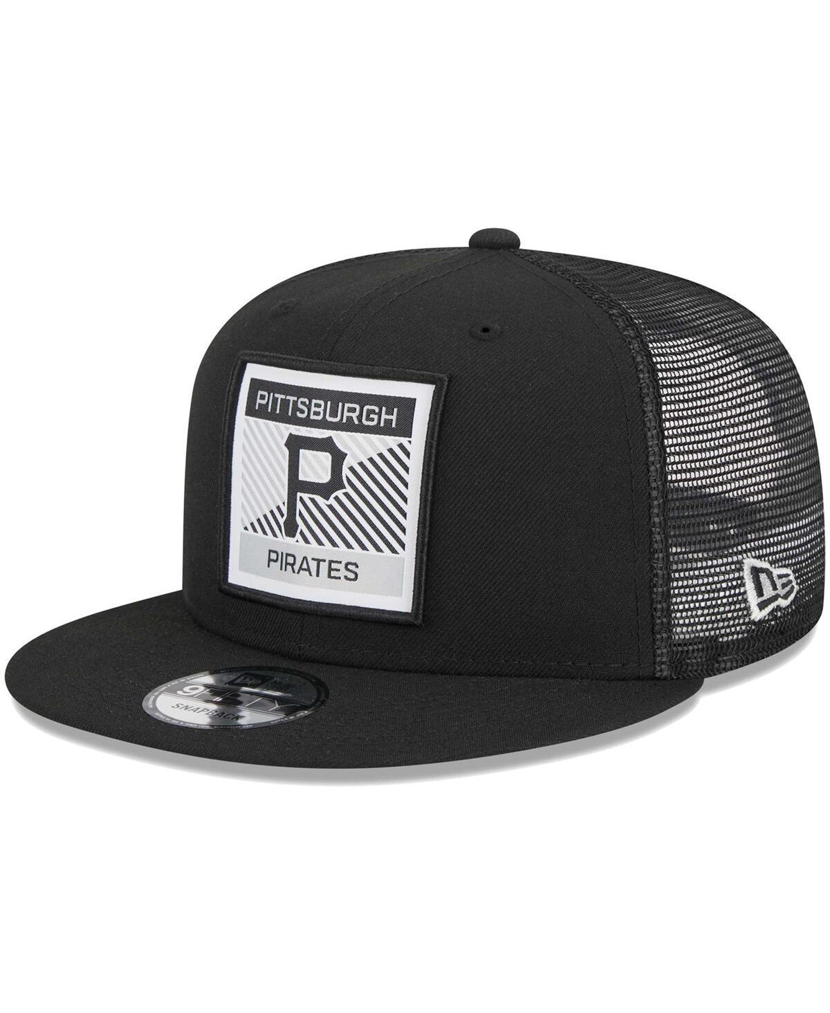 Men's New Era Black Pittsburgh Pirates Scratch Squared Trucker 9FIFTY Snapback Hat Product Image