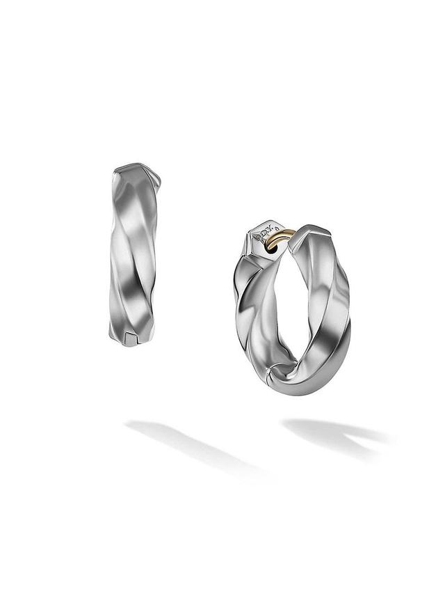 Womens Cable Edge Sterling Silver Huggie Hoop Earrings Product Image