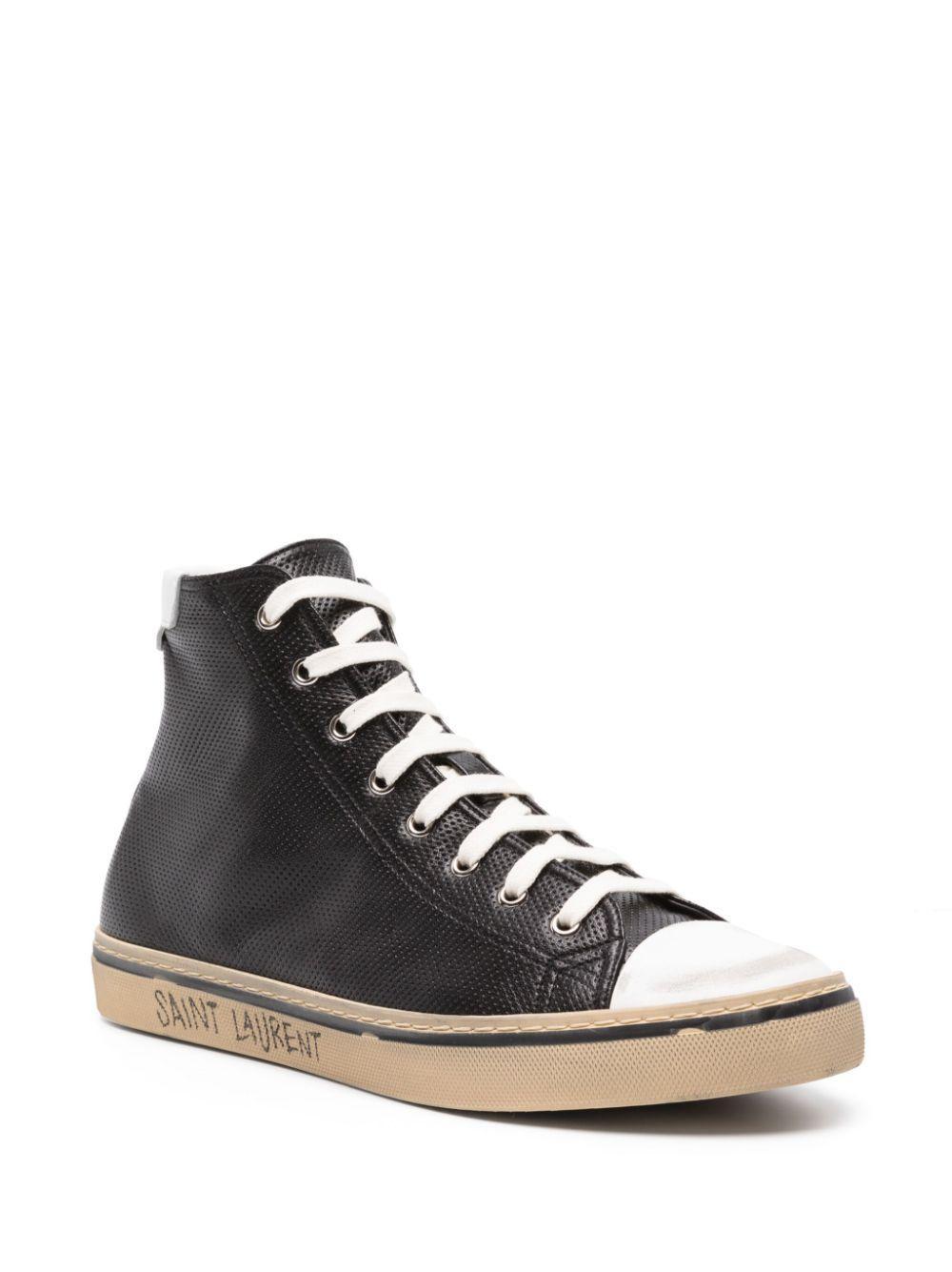 SAINT LAURENT Malibu Lace-up Leather Sneakers In Black Product Image