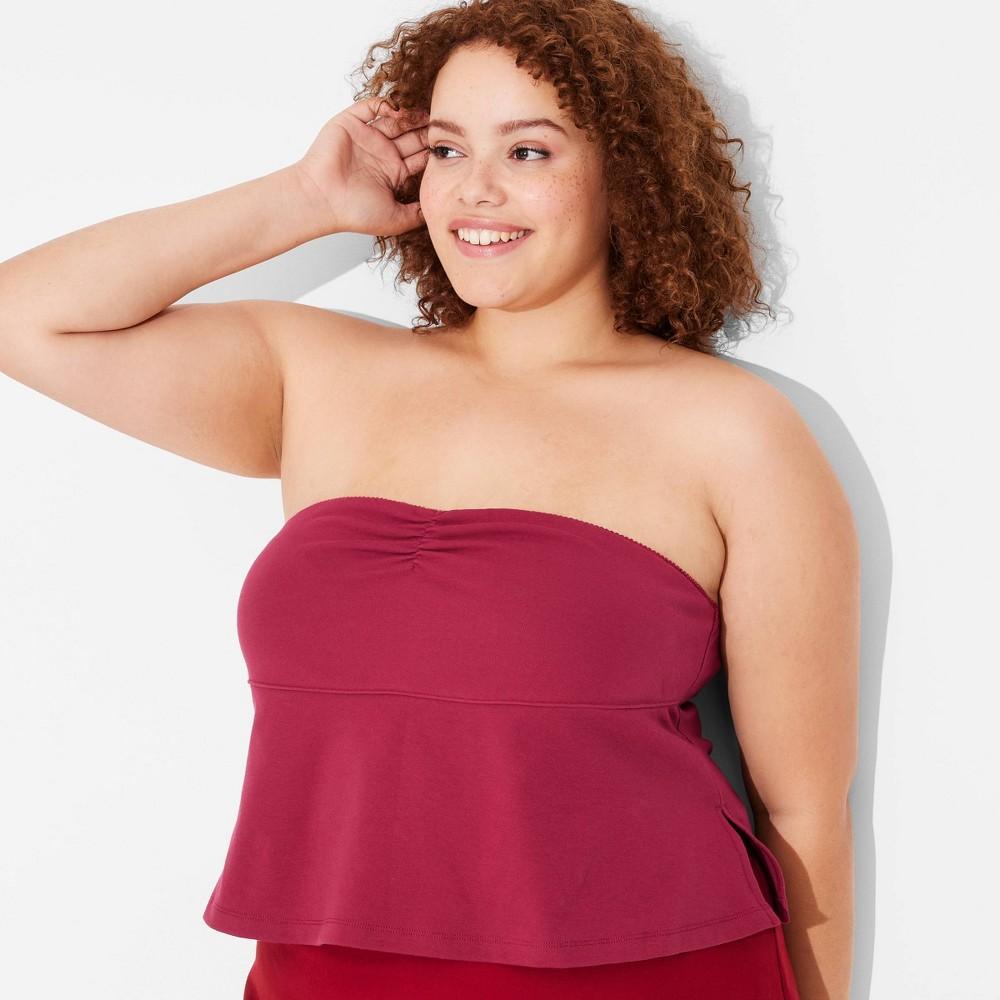 Womens Game Day Ribbed Tube Top - Wild Fable Maroon 2X Product Image