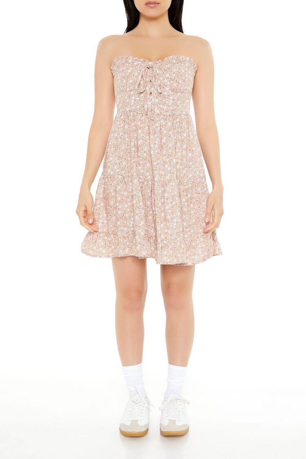 Strapless Ditsy Floral Mini Dress | Forever 21 Product Image