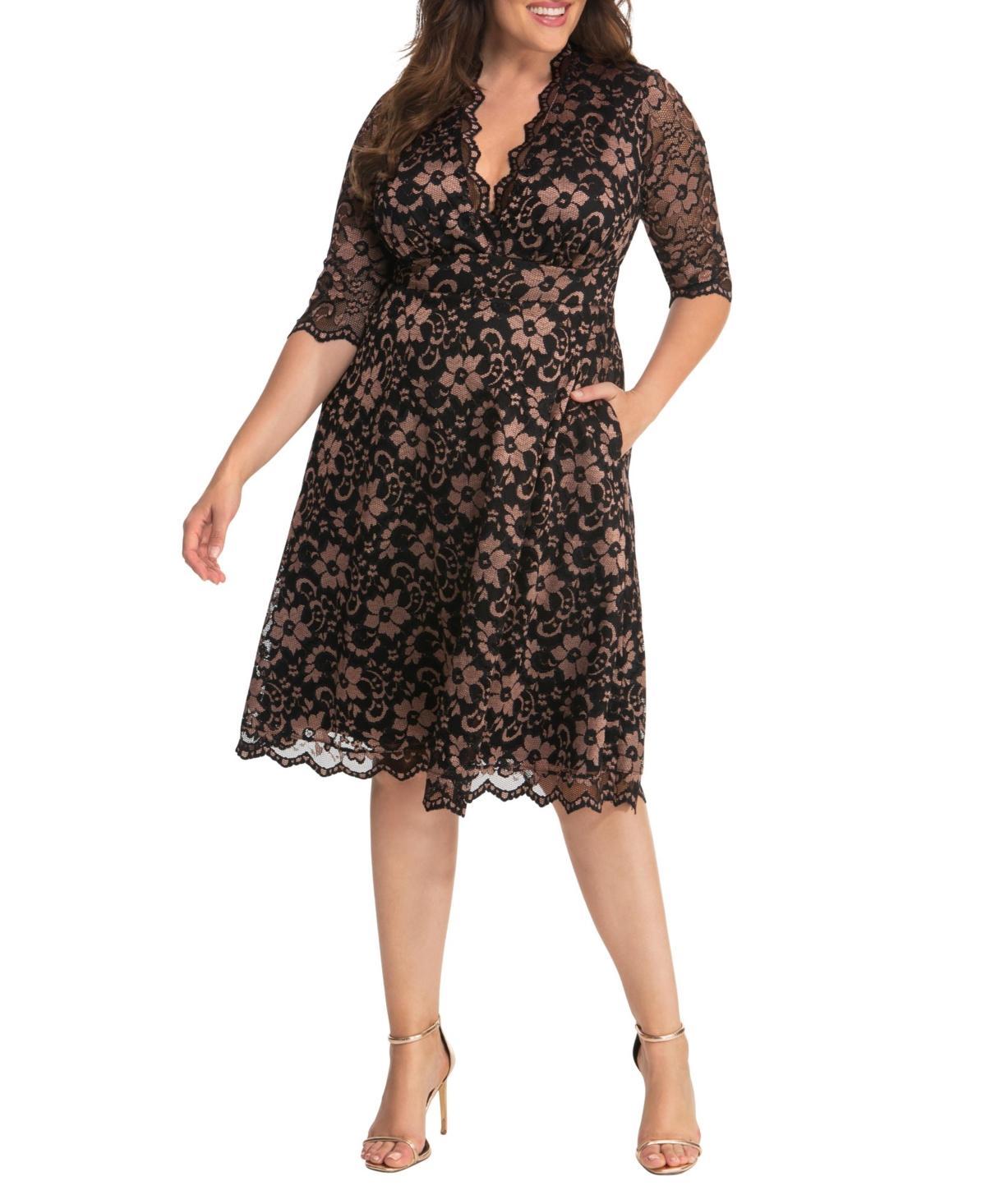 Womens Plus Size Mon Cherie Floral Lace Cocktail Dress Product Image