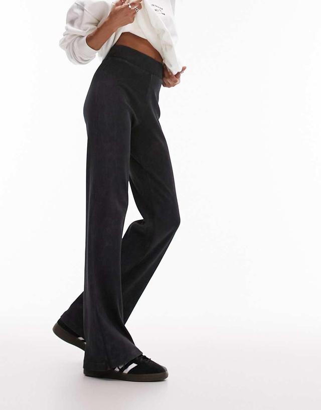 Topshop acid wash straight leg pants in black Product Image