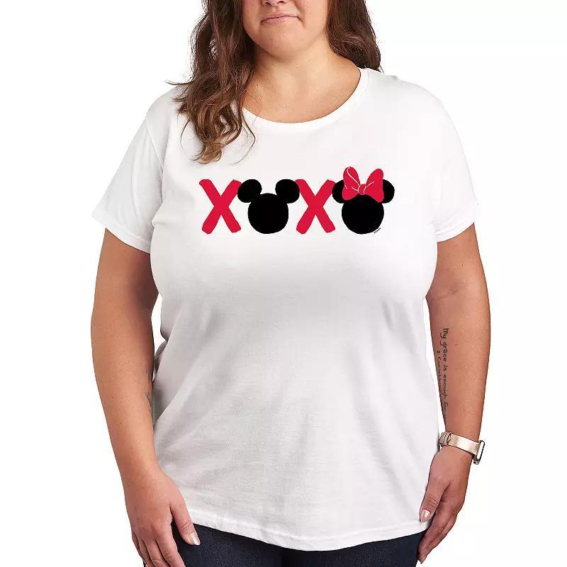 Disneys Mickey & Minnie Mouse Plus Size XOXO Graphic Tee, Womens Grey Gray Product Image