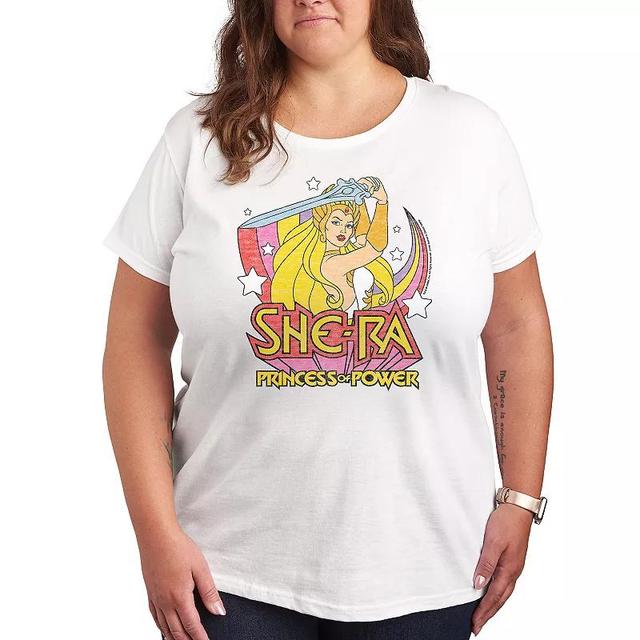 Plus She-Ra Sword Rainbow Graphic Tee, Womens White Product Image